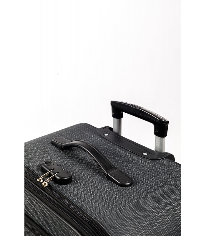 Gedox 4 Teker Geniş Kasa Havlu Kumaş 3'lü Valiz Seyahat Seti - Model: 1000.02 Koyu gri