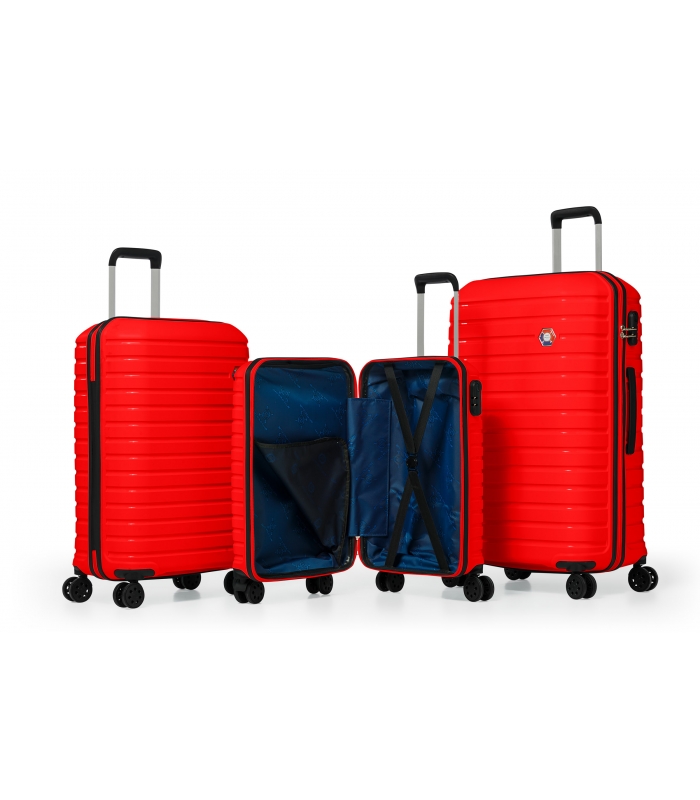 G&D Polo Suitcase PP Enjeksiyon 3'lü Valiz Seyahat Seti - Model 400.14 Kırmızı
