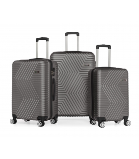 G&D Polo Suitcase ABS 3'lü Lüx Valiz Seyahat Seti - Model:600.02 Koyu Gri