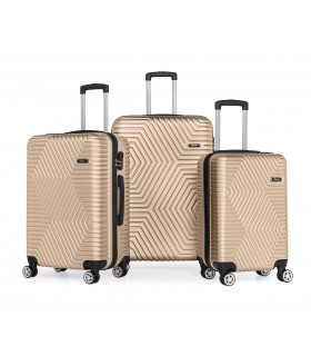 G&D Polo Suitcase ABS 3'lü Lüx Valiz Seyahat Seti - Model:600.06 Gold