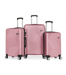 G&D Polo Suitcase ABS 3'lü Lüx Valiz Seyahat Seti - Model:600.08 Gül Kurusu