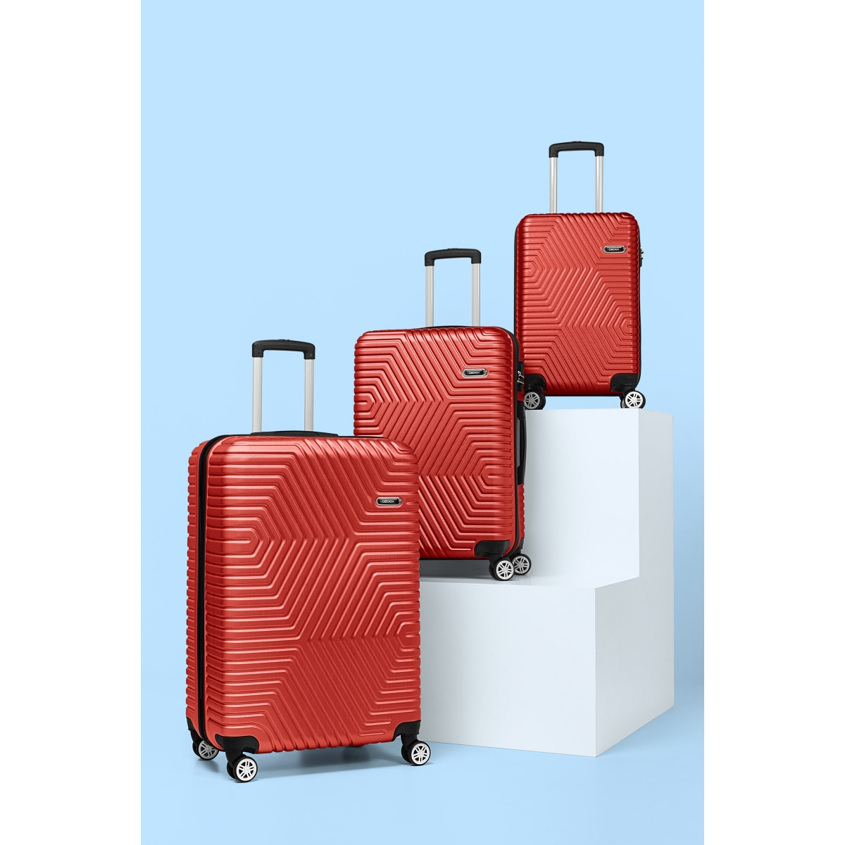 G&D Polo Suitcase ABS 3'lü Lüx Valiz Seyahat Seti - Model:600.14 Kırmızı