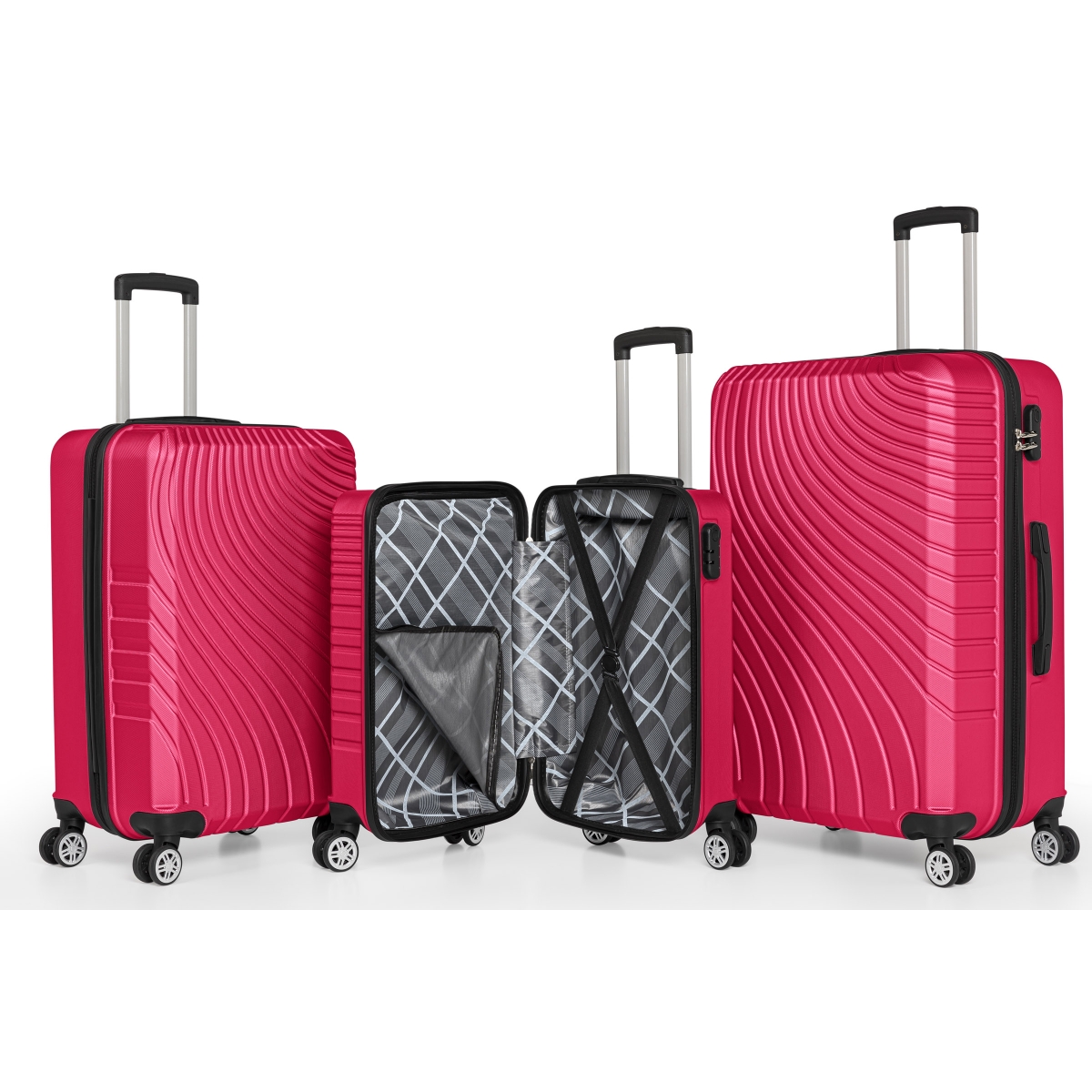 Gedox Abs 3'lü Valiz Seyahat Seti - Model:700.10 Fuşya Pembe