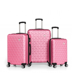 Gedox Abs 3'lü Valiz Seyahat Seti - Model:800.11 Pudra Pembe