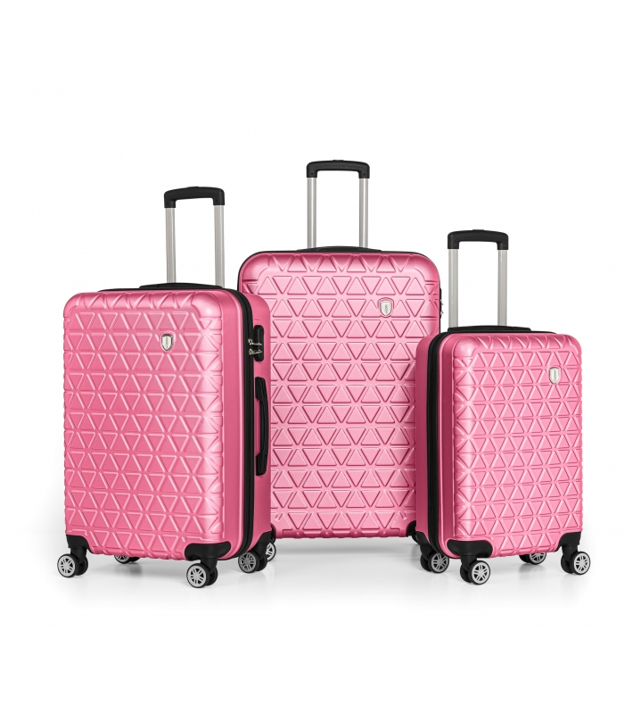 Gedox Abs 3'lü Valiz Seyahat Seti - Model:800.11 Pudra Pembe