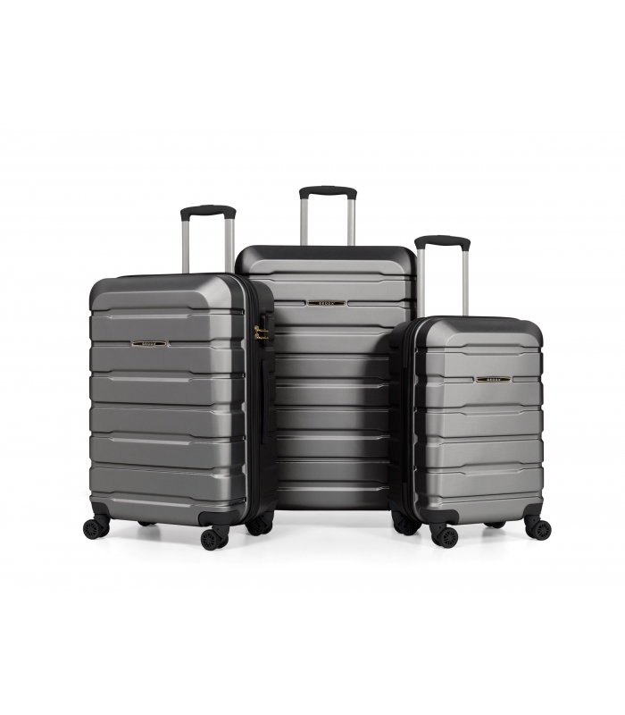 Gedox Abs Premium Tonaton 3'lü Valiz Seyahat Seti - Model:500.02 Koyu Gri