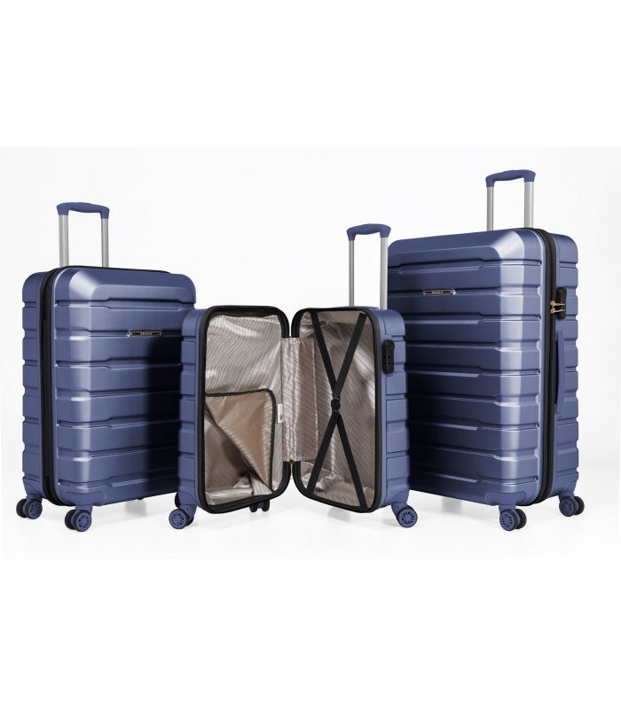 Gedox Abs Premium Tonaton 3'lü Valiz Seyahat Seti - Model:500.05 Çivit Mavi