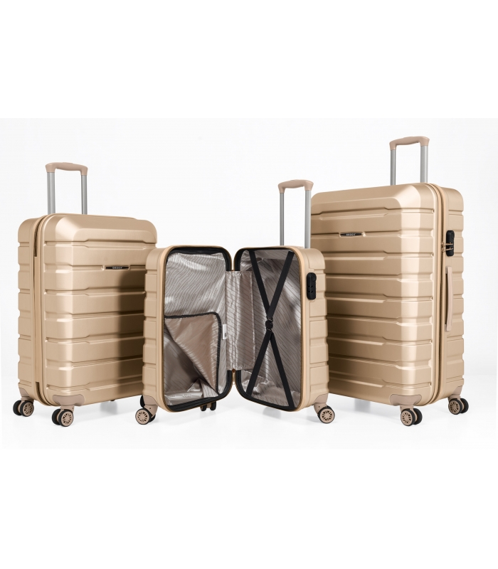 Gedox Abs Premium Tonaton 3'lü Valiz Seyahat Seti - Model:500.06 Gold