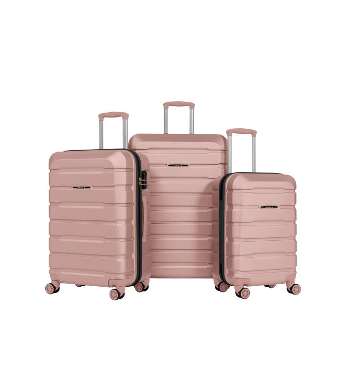 Gedox Abs Premium Tonaton 3'lü Valiz Seyahat Seti - Model:500.08 Gül Kurusu