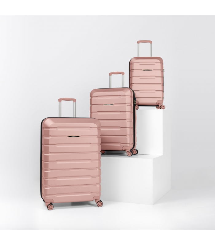 Gedox Abs Premium Tonaton 3'lü Valiz Seyahat Seti - Model:500.08 Gül Kurusu