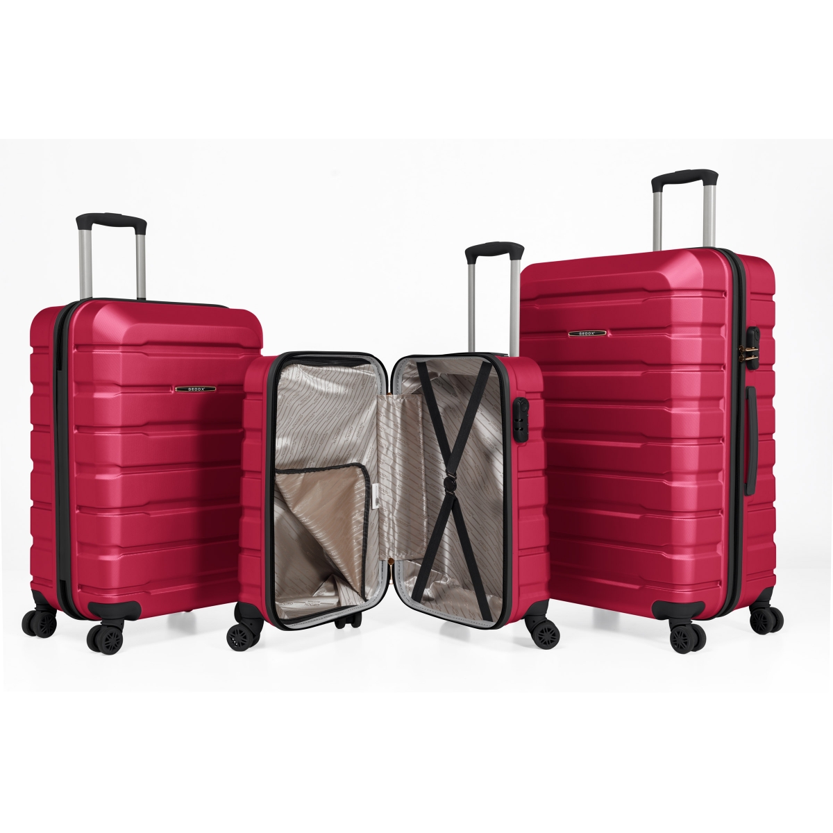 Gedox Abs Premium Tonaton 3'lü Valiz Seyahat Seti - Model:500.10 Fuşya Pembe