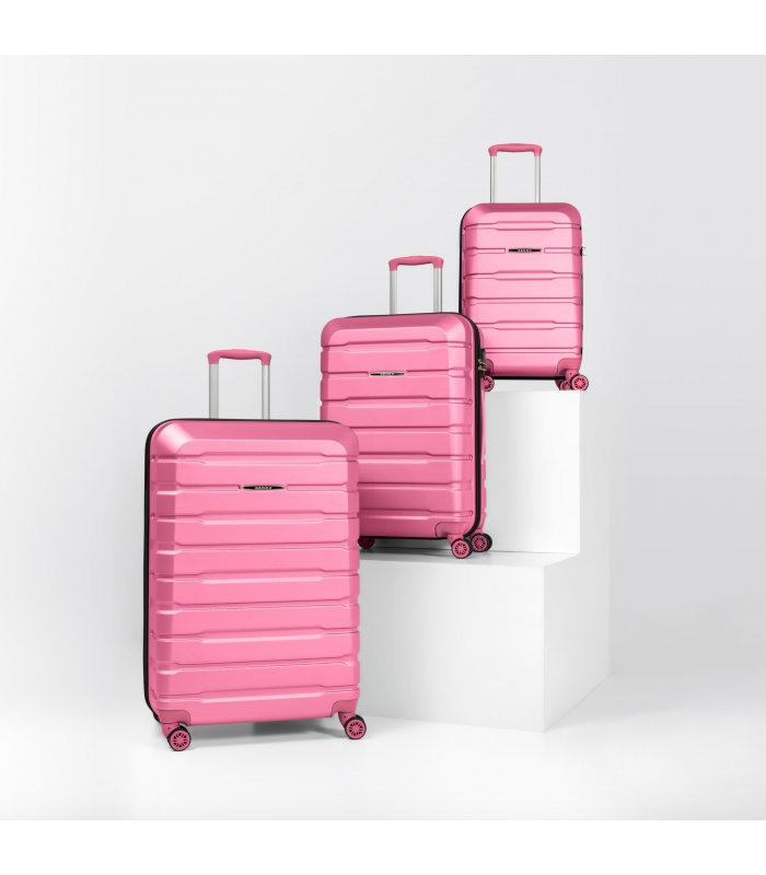 Gedox Abs Premium Tonaton 3'lü Valiz Seyahat Seti - Model:500.11 Pudra Pembe