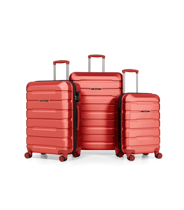 Gedox Abs Premium Tonaton 3'lü Valiz Seyahat Seti - Model:500.14 Kırmızı