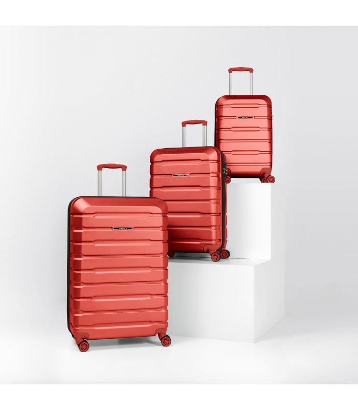 Gedox Abs Premium Tonaton 3'lü Valiz Seyahat Seti - Model:500.14 Kırmızı