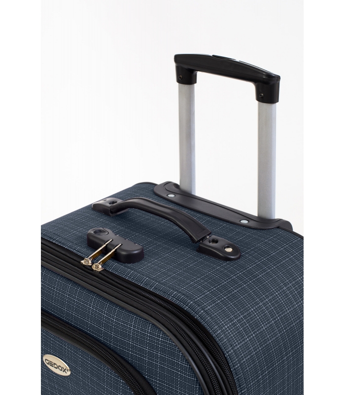 Gedox 4 Teker Geniş Kasa Havlu Kumaş 3'lü Valiz Seyahat Seti - Model: 1000.04 Lacivert