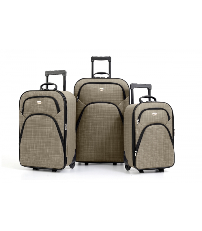 Gedox 2 Teker Geniş Kasa Havlu Kumaş 3'lü Valiz Seyahat Seti - Model: 1005.03 Gri