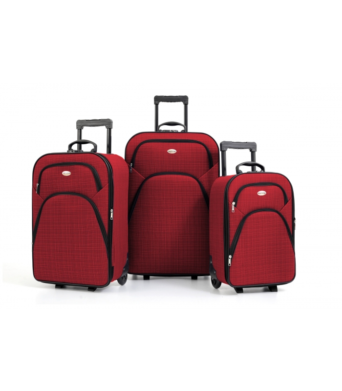 Gedox 2 Teker Geniş Kasa Havlu Kumaş 3'lü Valiz Seyahat Seti - Model: 1005.13 Bordo